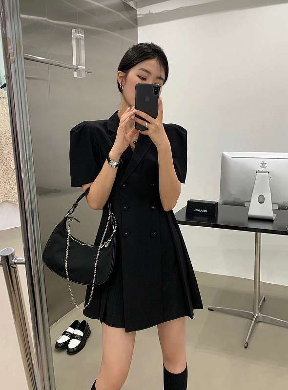 フォーマル タイト きれいめ 結婚式 秋冬 レディース 【大きいサイズ ダブルブレスト 無地 着痩せ スリム 切り替え フリル 半袖