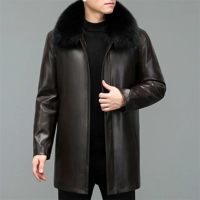 本革 メンズ ダウンジャケット 防寒ジャケット ダウンコート 秋冬服 ロング ファー...