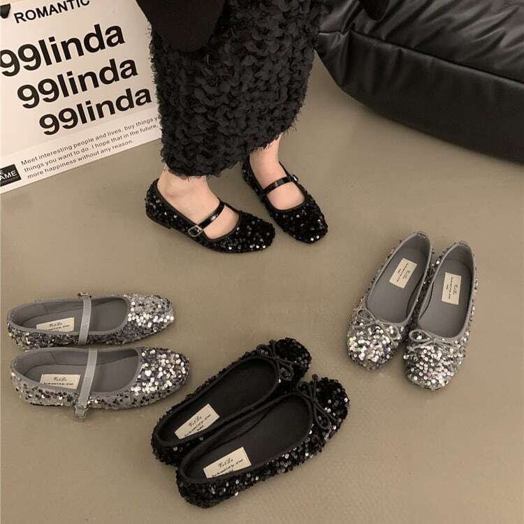 きれい キラキラ 靴 シューズ 40代 30代 20代 新作 韓国 ママコーデ 大人可愛い リボンフラットシューズ メリージェーン 2types