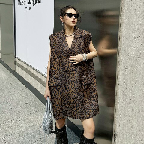 タイト きれいめ 結婚式 秋冬 レディース レディース【大きいサイズ 個性派ファッション ヒョウ柄 ノースリーブ ミニワンピース