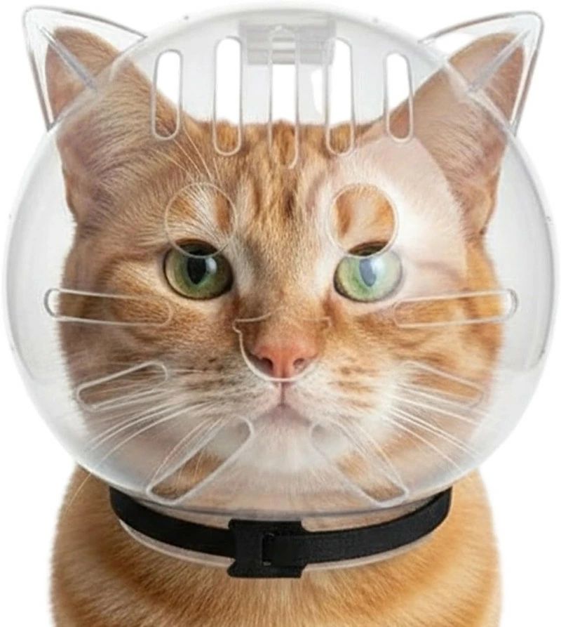 抗引っ掻きペットアク グルーミング用キャットフードとブーツ 爪切り用 猫用フェイスカバー ネコ用ヘッ..