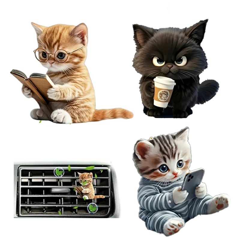 車用アロマセ 芳香剤 ベント カー アロマディフューザー ねこ 車内飾り物ベント 車用エアベントクリップ芳香剤 芳香剤 車用