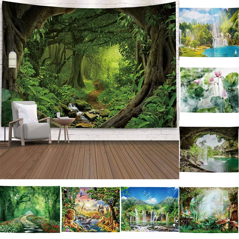 大きい ポスター おしゃれ 癒し 150*100cm さわやか きれい 並木 山 森 景色 風景 季節 木 滝 もみじ ..