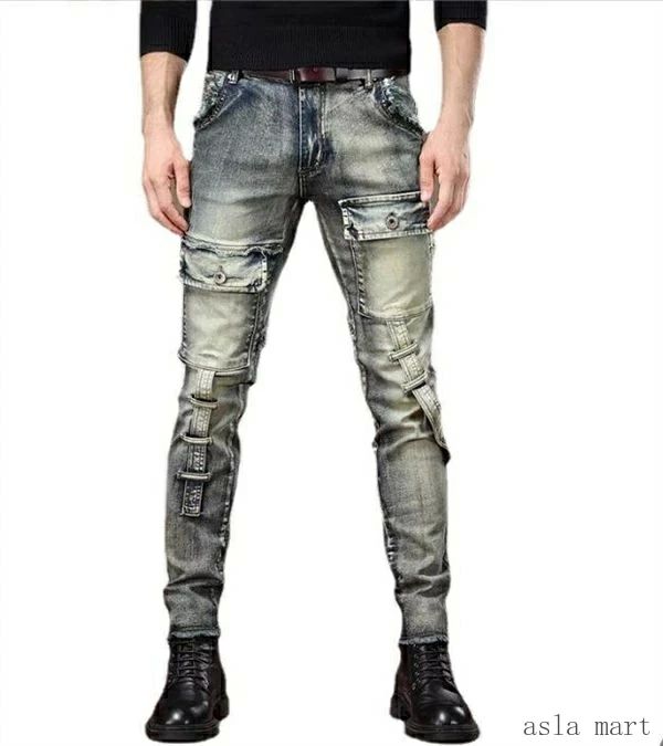 スキニーデニム ジョガーパンツ ワークデニム 作業ズボン 長ズボン ボトムス カーゴパンツ ジーンズ ジーパン デニムパンツ