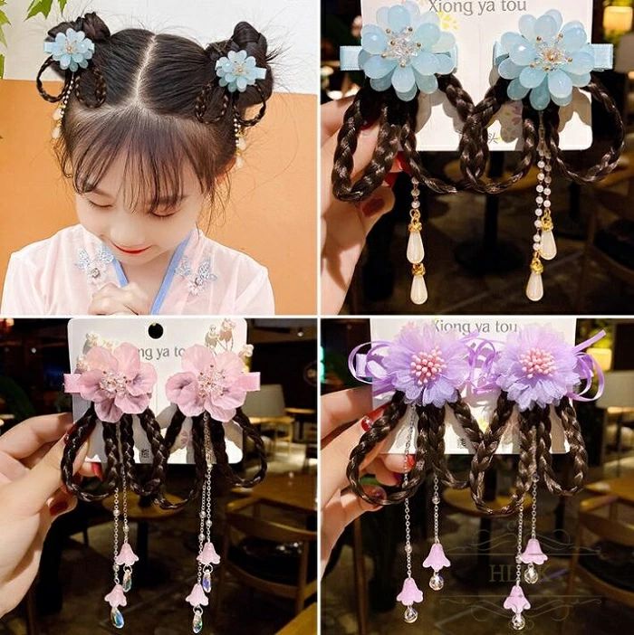 フリンジ髪飾り こどもヘアピン 入園祝い 小学生 かわいい 髪飾り キッズ 子供 フリンジ髪飾り 中国風髪飾り 髪飾り ウィッグ