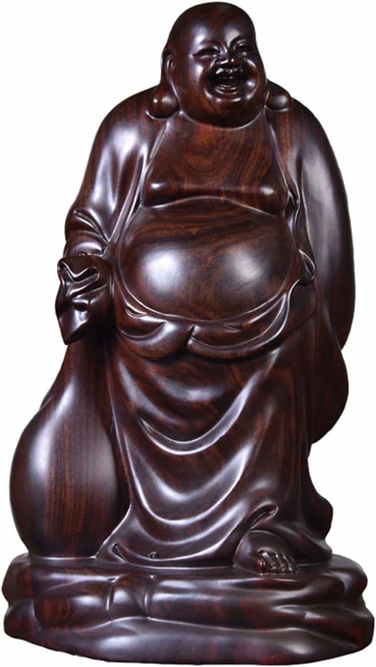 お守り 金運 黒檀 高級天然 置物 布袋様 木製フィギュア 木像 高さ28cm 布袋さんの置物 様 布袋 七福神 木彫り 仏像