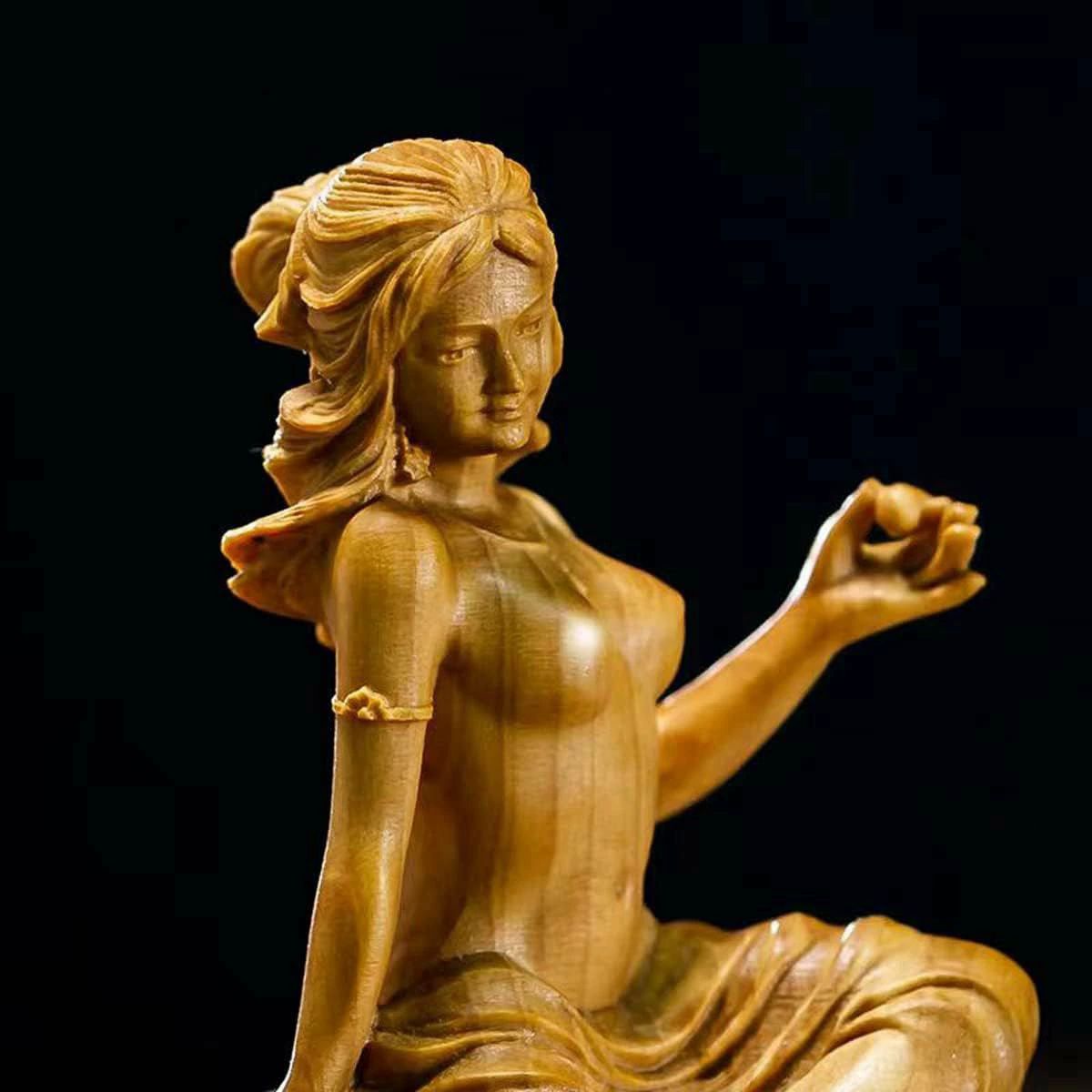 金運 運気向上 厄除け 風水 玄関 おしゃれ インテリア 置物 高級天然ツゲ木彫り コレクション 仏像 七福神?弁財天 木彫り 仏像