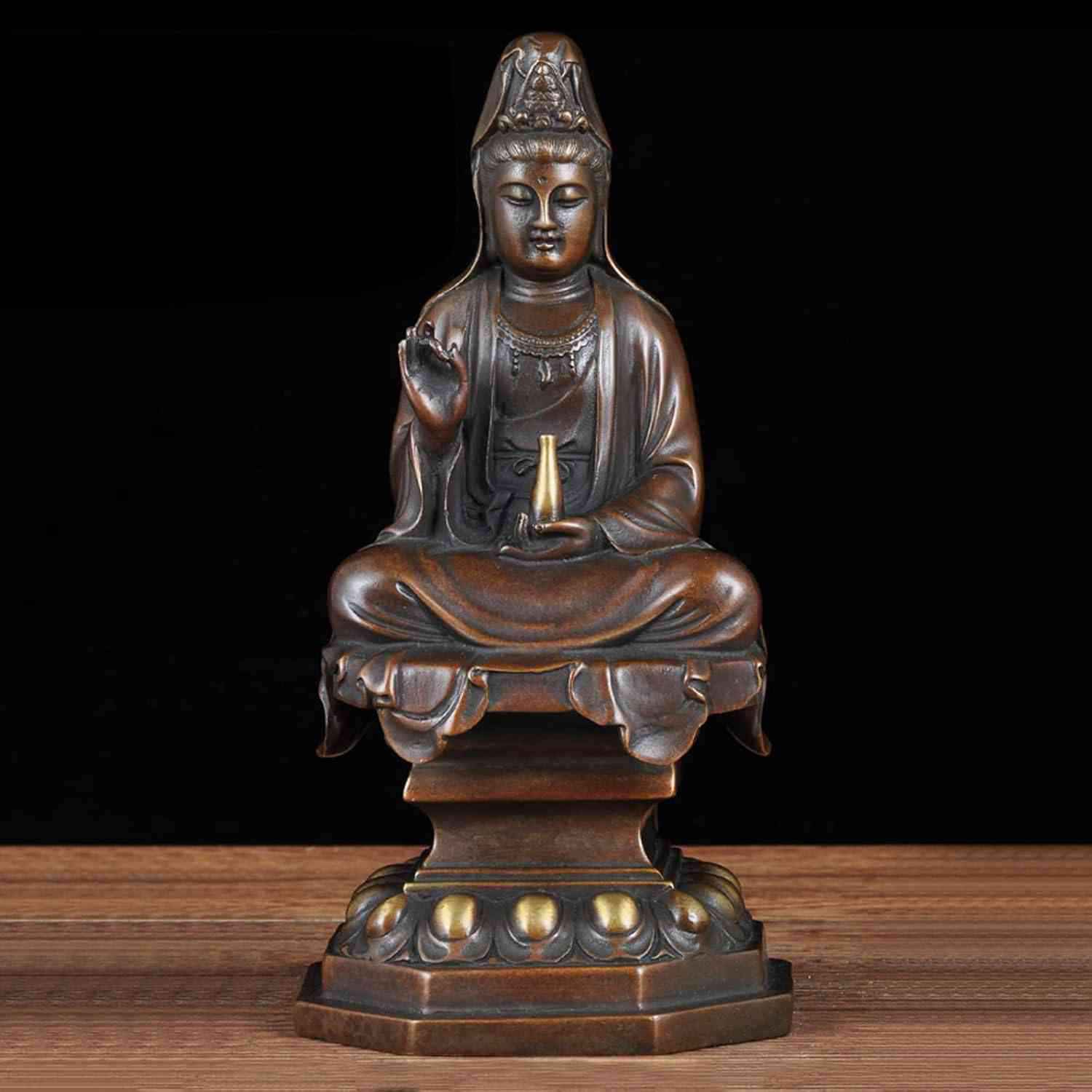 厄除け 祈る 開運 風水 特大サイズ 高さ約20cm 銅製 観音像 置物 仏像