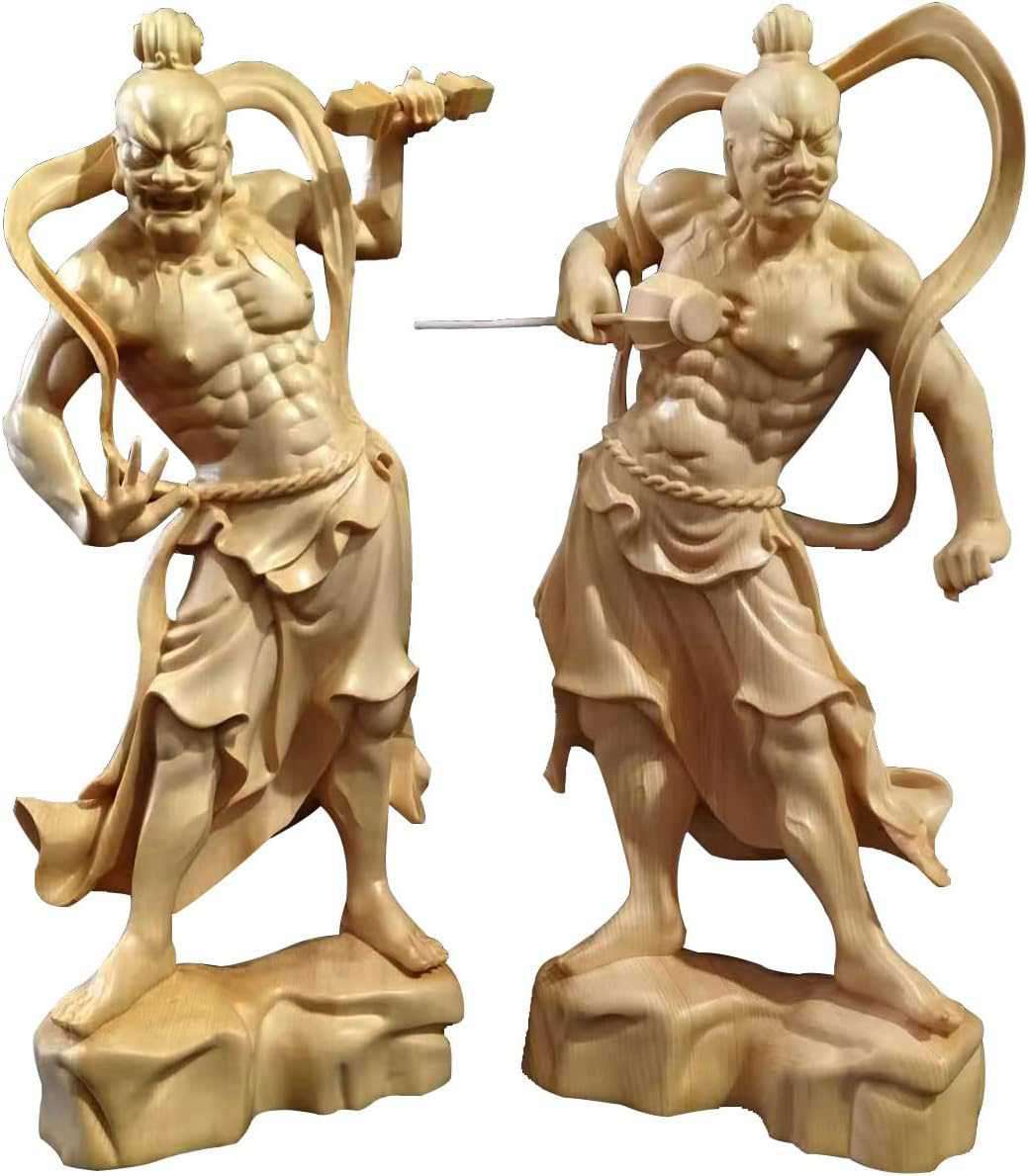 阿形・吽形2種セット 仏像コレクション 仏像【仁王像(金剛力士)】桧木（ヒノキ）総高さ30cm 木彫り