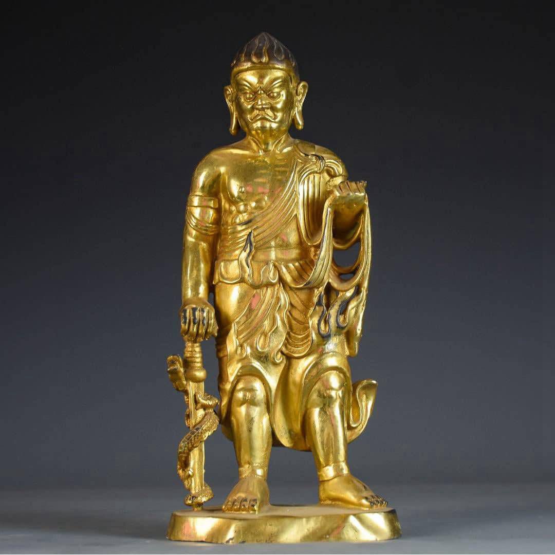 (高さ30cm×巾13cm×奥行9c 仏像コレクション 置物 魔除け 古美色 十二支守護本尊守り (酉年) 真鍮制 不動明王立像 チベット仏教