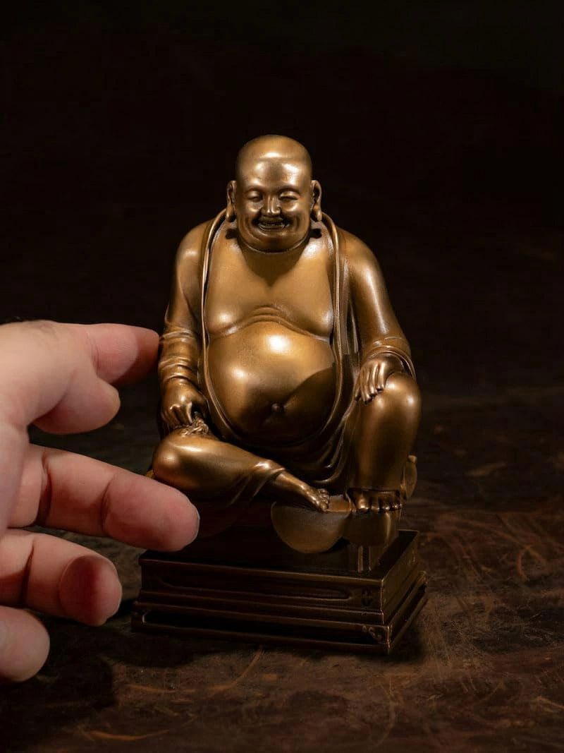 金運グッズ（高さ14cm×巾10cm×奥行6cm） 風水グッズ ブロンズ像 置物 布袋様 七福神 ミニ 仏像