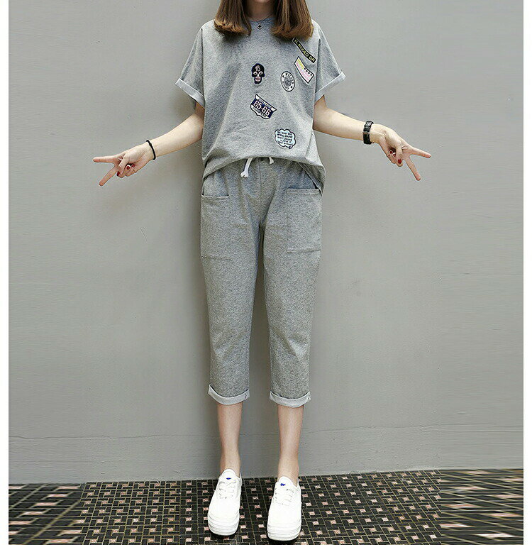 セットアップ ジャージ 部屋着 七分丈パンツ Tシャツ 半袖 2点セット スポーツウェア スウェット 新作 春夏秋 レディース