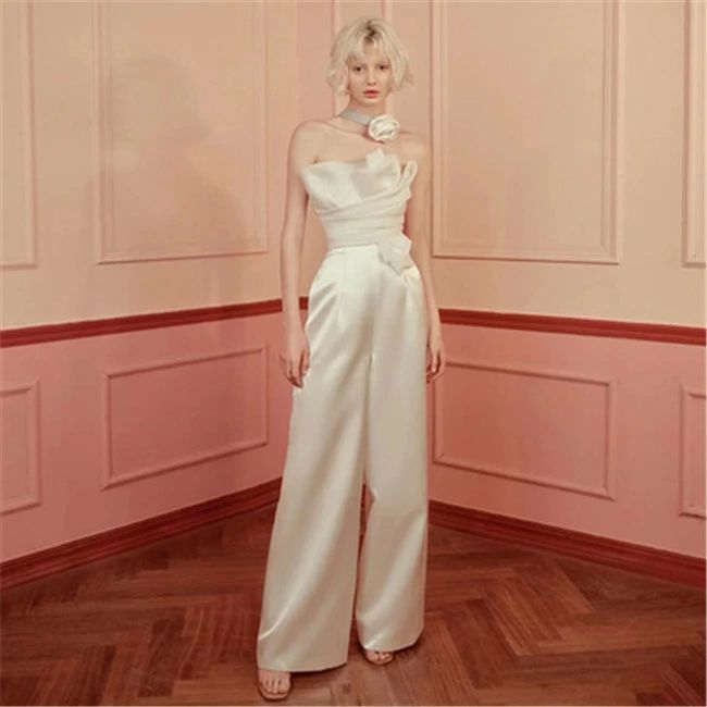 xs～l ファスナータイプ 素地 レース ウェディングドレス ロングドレス パンツドレス ズボン Aライン ウェディングドレス