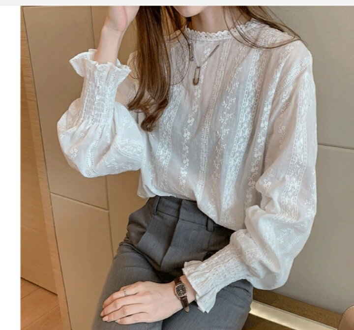 裏 ブラウス 長袖ブラウス 通勤 40代 おしゃれ シャツ ブラウス 韓国風 フォーマルトップス レースブラウス ブラウス レディース