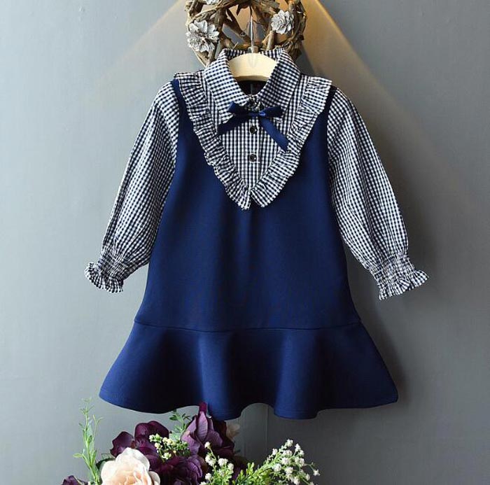 フォーマル 赤ちゃん お姫様ドレス ドレス 少女 ワンピース チェック 長袖 ワンピース キッズ 女児 春..