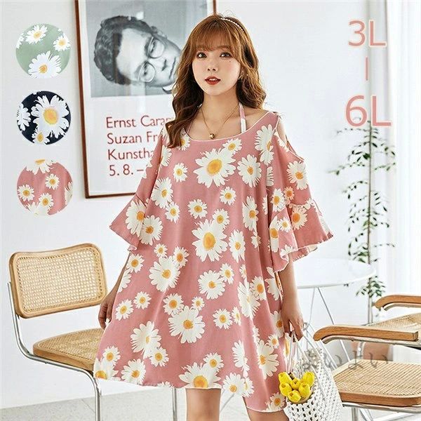 ぽっちゃり オトナ女子 レディース 3点セット 花柄水着 新作 ホルターネック ボーイレッグ 露出控えめ 体型カバー