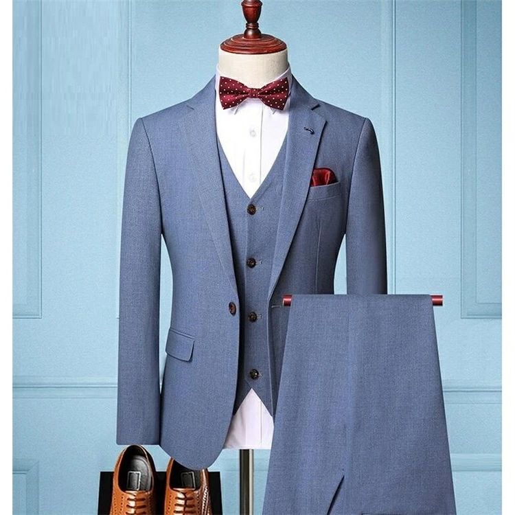 フ ビジネススーツ オフィス 結婚式3点セット タキシード 通勤 就職 細身 大きいサイズ メンズスーツ 一つボタン 二次会 結婚式