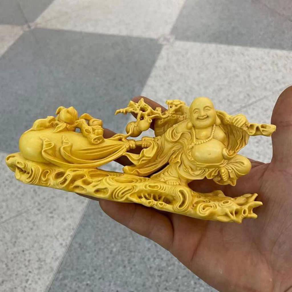 お守り(Size:長さ22cm) 金運 置物 布袋さん 崖柏木 天然 様 布袋 木彫り 仏像