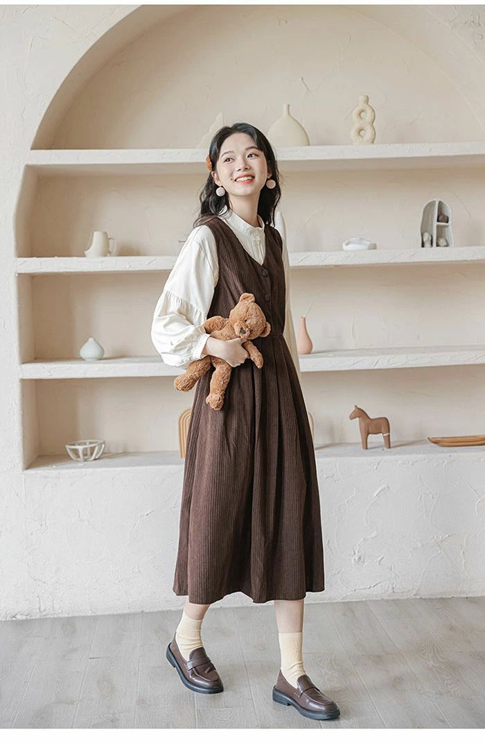 タンクワンピース オールインワン サロペットスカート きれいめ ワンピース コーデュロイ 冬 秋 レディース サロペット