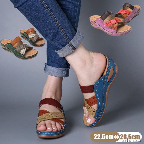 ウェッジソ 風 スリッパ スニーカーサンダル 歩きやすい サンダル レディース 靴 サマーサンダル 疲れない レディース サンダル