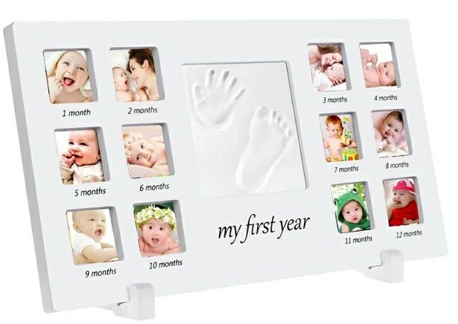 ハンドプリント＆フットプリン 手形足形キット 赤ちゃん手形記念品 12枚写真立て 粘土 手形 赤ちゃん フォトフレーム 足形 手形