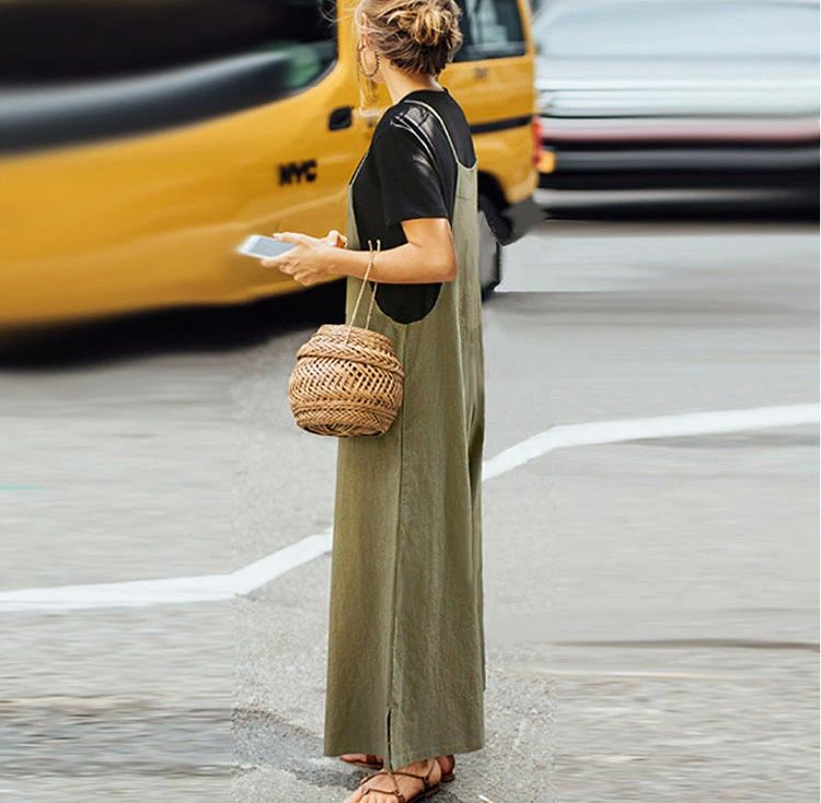 オシャ 30代40代50代 サロペット 大きいサイズ 無地 ロングズボン ワイドパンツ 九分丈 パンツ オーバーオール 春夏 レディース