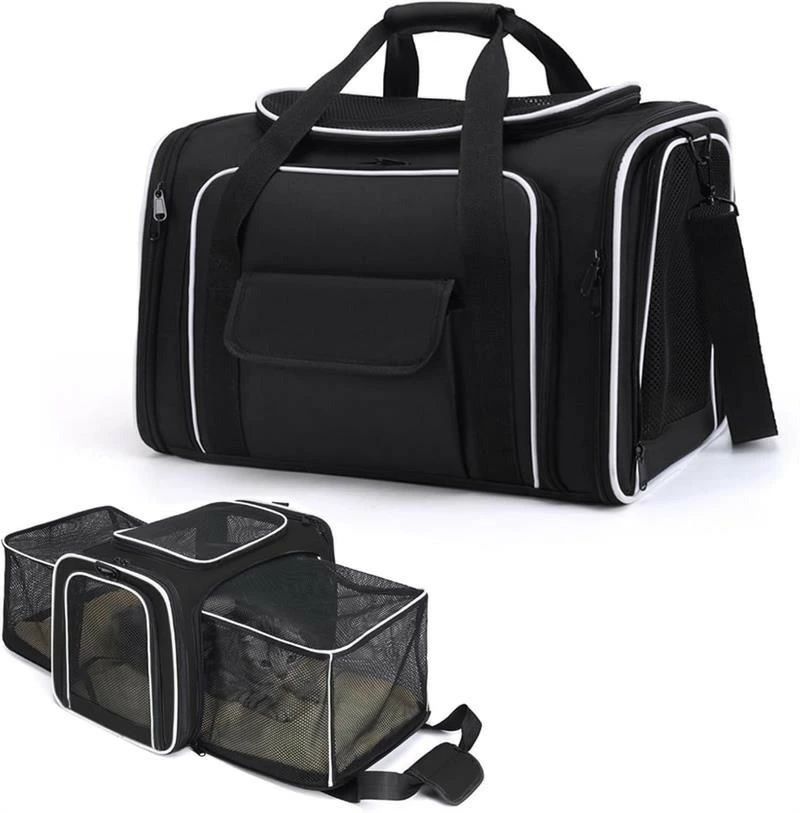 Rakuten - ペットキャリーバッグ ペット用 2way 中 大型猫 小型犬用 ショルダー 折りたたみ式 大容量 15キロまで対応 車載 ドライブ キャンピング 旅行 通院 災害避難用