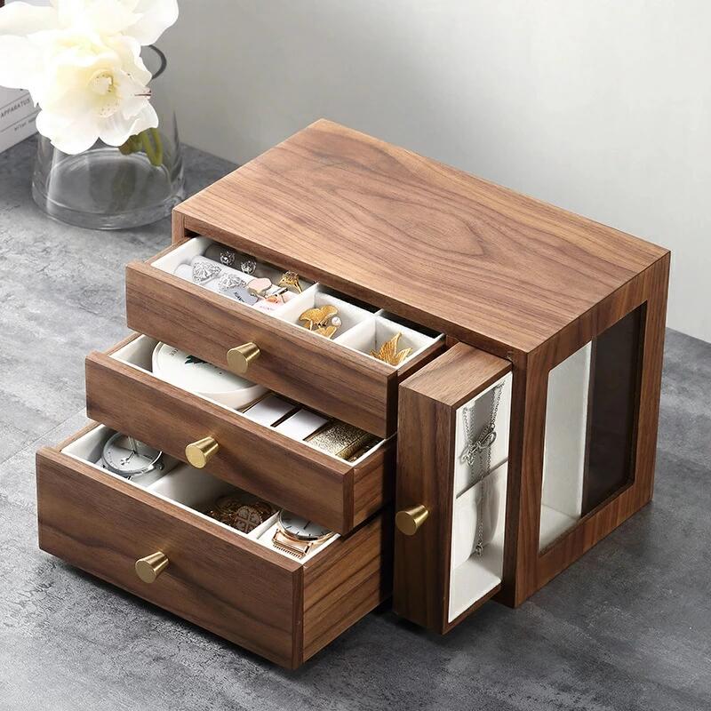 Rakuten - 木製ジュエルケース 母の日 ジュエリーボックスプレゼント 大容量 宝石箱 母の日 プレゼント 木製 アクセサリース収納 木製 木