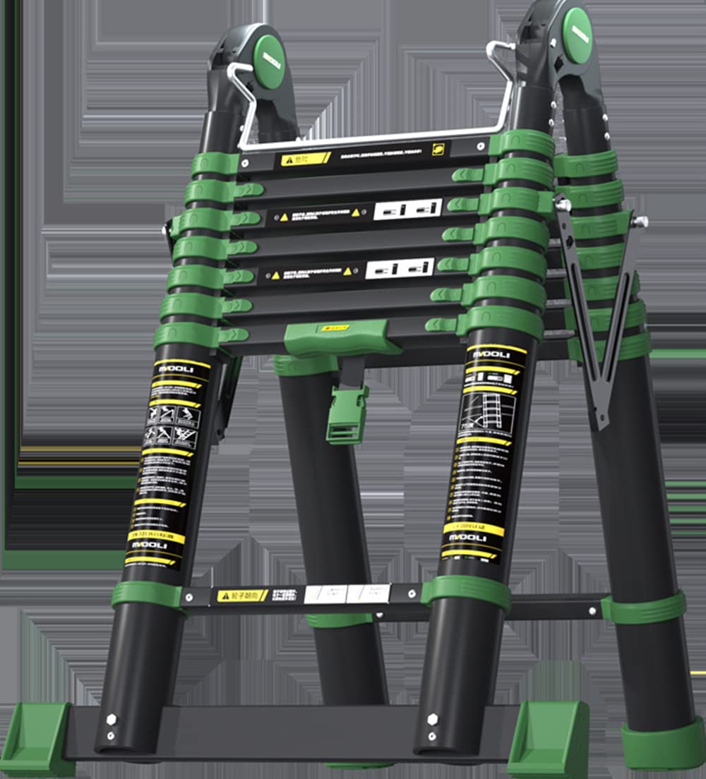 Ladders - 多機能ステンレスはしご 直角スタビライザ 室内室外両用 折り畳み 固定バー付き 耐荷重150kg アルミ スライド式 スーパーラダー