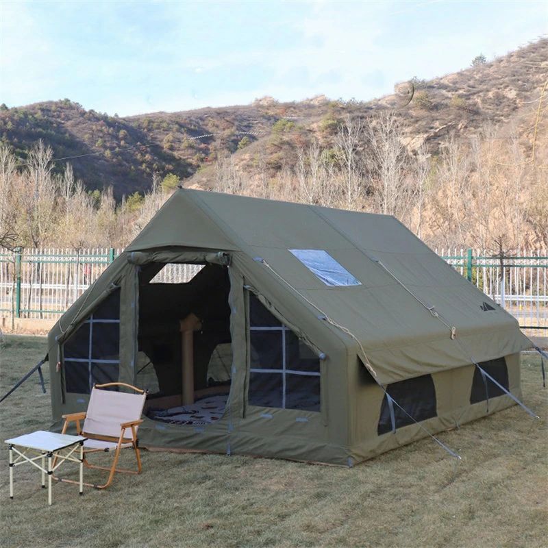 Event, Assembly Tent - 大型 2〜6人用 インフレータブルテント 煙突穴付き ロッジテント 防水 4シーズン アウトドア キャンプテント 設営簡単 収納袋・ペグ・空気入れ付き