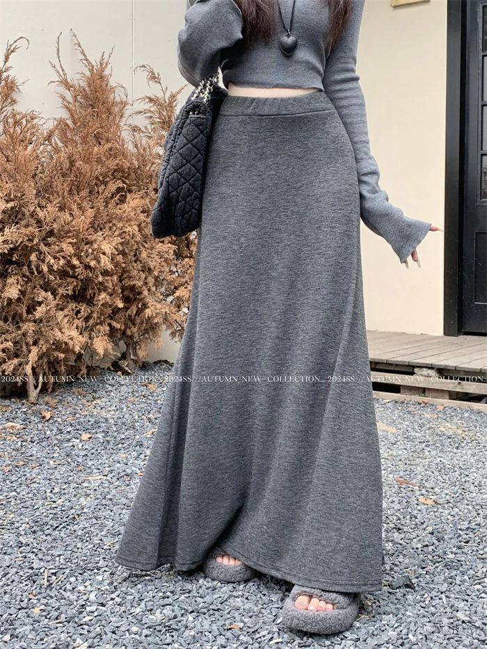 タイ ウエストゴム ロング丈 マキシ丈 マキシスカート フレアスカート aライン スカート ロング スカート スウェット レディース