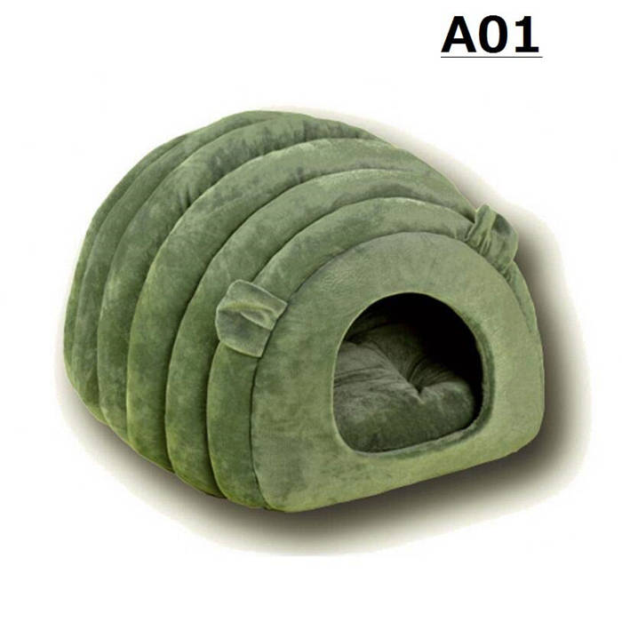 全4色 寝袋 クッション 寒さ対策 ぐっすり眠れる ホカホカ ドーム型 ペットソファ 子犬用ベッド ペットハウス 猫ベッド 犬