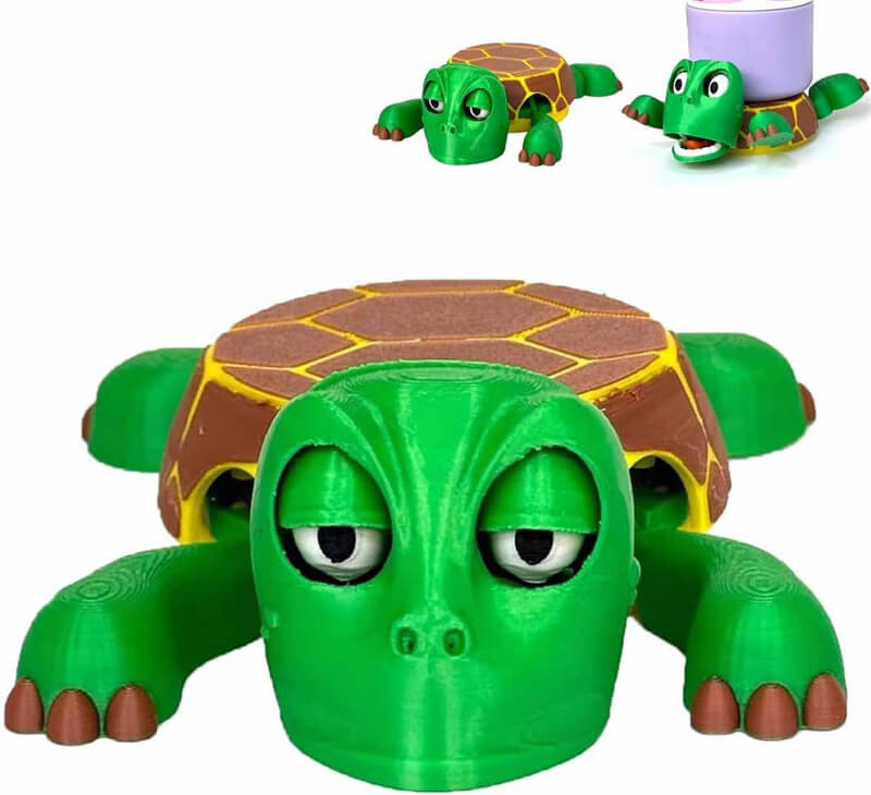 リフト可能な手足と表情豊かな顔を備えた3Dプリントカップホ オープンアイドタートルティーコースター