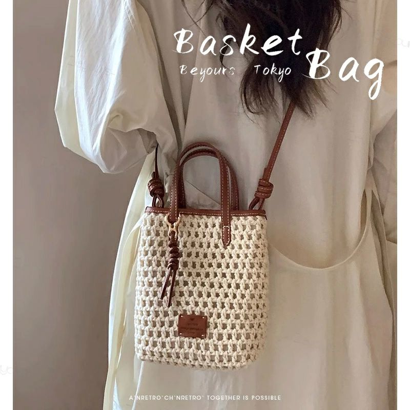 ショル カゴバッグ 【夏バッグ 小さめ トートバッグ 2WAY サマーバッグ レディース 長財布 スマホショルダー ショルダーバッグ