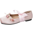 【期間限定最大15%OFF】フラットシューズ レディース パンプス シューズ リボンお花 送料無料 痛くない 歩きやすい ピンク 足が痛くない 柔らかい 走れる 脱げない パーティー 春 花見 お花見会 靴 かわいい おしゃれ ファッション