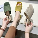 【期間限定最大15%OFF】美脚サンダル サンダル ミュール ニットサンダル チャンキーヒールサンダル レディース ミュール 痛くない 脱げない 美脚 疲れにく...
