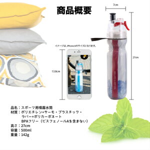 【送料無料】【ポイント5倍】熱中症対策ミスト噴射飲料OK爽快涼しい便利スポーツアウトドア/ミストドリンクボトル