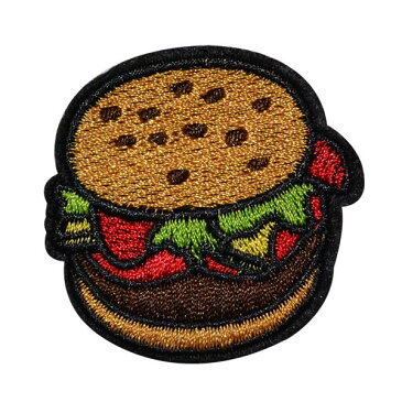 ワッペン 刺繍 アイロン接着 縦5cm×横5cm バーガー ハンバーガー 食べ物 アイロンワッペン アップリケ 手芸 人気 ワッペンデコ ワッペンカスタム WAPPEN【メール便可】