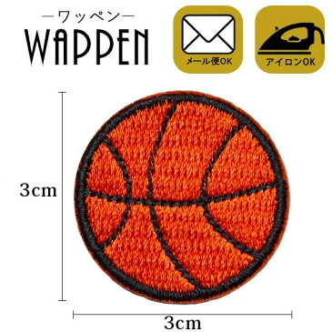 ワッペン 刺繍 アイロン接着 縦3cm×横3cm バスケットボール スポーツ デコ 入園 入学 かわいい おしゃれ わっぺん アップリケ あっぷりけ wappen マスク用小さいサイズ マスク用小さいサイズ