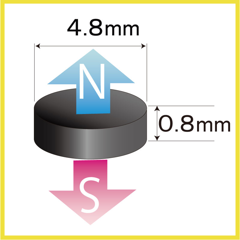 ネオジム磁石専門店レアマグネットのネオジム磁石（樹脂塗装）φ4.8mm×0.8mm(N35) 1個ネオジウム 超強力 マグネット　強力磁石　永久磁石　いろいろ使えますリール改造・燃費アップ・フィギア・プラモデル・日曜大工・工作・DIY・紙留め・実験・手品｜アングル2