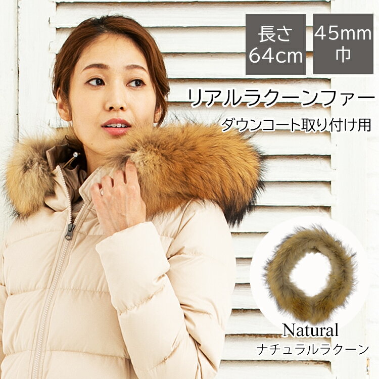 【合わせ買い限定】販売条件あり商品 半額※当商品は、指定商品(ダウンコート)と同時に購入するための専用商品です 単品購入不可 ファー フード取り付け ブラック ダウン用ラクーン45mm ファー フード取り付け 用 67cm リアル ラクーンファー 毛皮 Raccoon for down