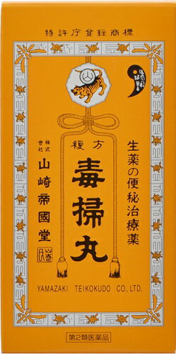 【名　称】 複方毒掃丸 【内容量】 2700丸 【商品特徴】 ●複方毒掃丸は、6種類の生薬すべてが、日本薬局方の規格に適合する原料を配合したおだやかな便秘治療薬です。 ●それぞれの作用がひとつになって、便秘や便秘に伴う症状を改善します。 ●小さな丸剤ですから飲みやすく、3歳のお子様からお年寄りの方まで症状に合わせて服用量を調節できます。 ●出すだけの便秘薬ではありません。吹出物、肌荒れを抑える「サンキライ」。のぼせ、頭重を和らげる「センキュウ」。腸内異常発酵、腹部膨満に効果のある「コウボク」が処方されています。 【効果・効能】 便秘。便秘に伴う吹出物、肌あれ、食欲不振（食欲減退）、腹部膨満、腸内異常醗酵、痔、のぼせ、頭重などの症状の緩和 【区分】 医薬品・日本 【発売元、製造元、輸入元又は販売元】 山崎帝國堂 広告文責 株式会社ユニバーサルドラッグ 03-5832-5780