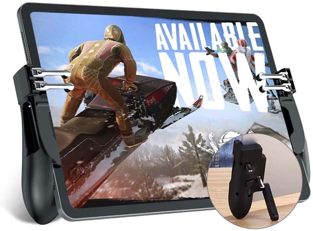 スマホコントローラー iPad タブレット用コントローラ 荒野行動 強化版 COD六本指 PUBG Mobile ゲームコントローラー ゲームパッド 引き金式高速射撃ボタン iPhone Android対応 高感度 高精度 射撃ボタン