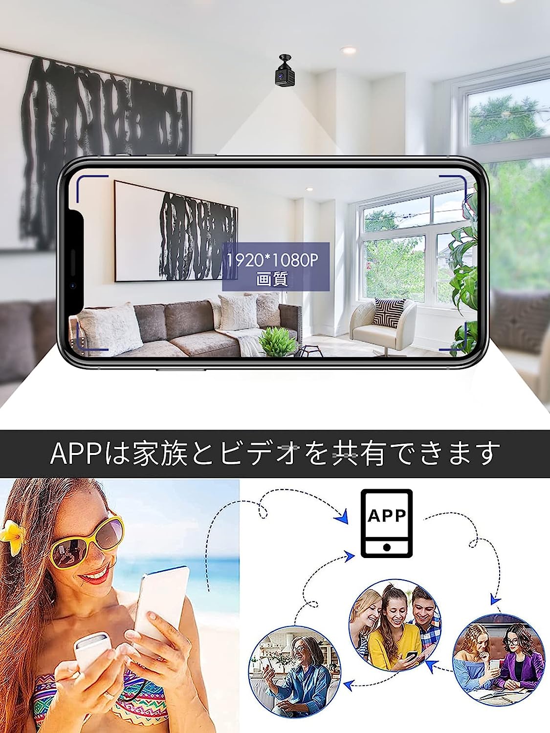防犯カメラ 小型防犯カメラ ミニ防犯カメラ 4K画質 APP接続 128GBmicroSDカードま...