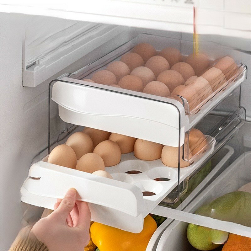 玉子収納ケース 卵入れ 1層/2層設計 20枚/40枚入れ 2種類タイプ 冷蔵庫用 卵ホルダー 卵収納ボックス 引き出し式 取り出し便利 コンパクト たまごケース 積み重ね可能な 卵容器 卵保護ケース …