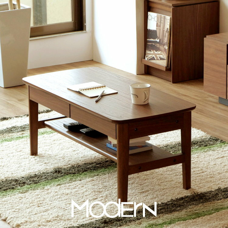 テーブル 木製 ローテーブル ロータイプ 収納付き 卓上 センターテーブル 一人暮らし ウォルナット柄 引き出し MOMO CENTER TABLE 90 (MF-MBR) インテリア おしゃれ 家具 isseiki