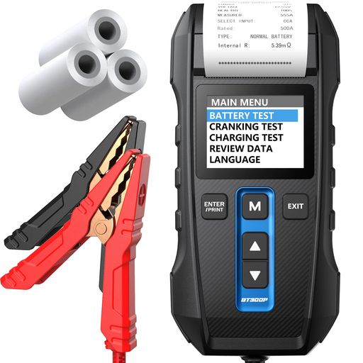TOPDONBT300Pバッテリーテスター、プリンター付き、12V/24Vバッテリーチェッカー、100-2000CCA鉛蓄電池..