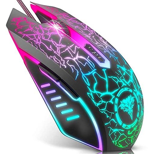 BENGOOゲーミングマウス有線ゲーム用マウスRGBライト付き光学式6ボタン1200~36004段階DPI切り替えUSB接続多ボタンマウス人体工学デザインWindow/Mac/Vistaに対応可能