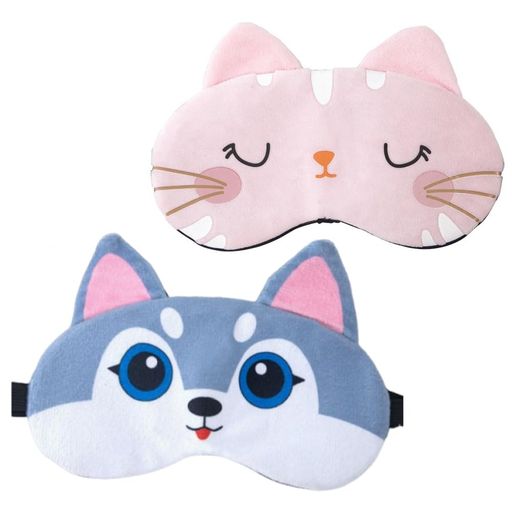 Dinntty シルクアイマスク 遮光 睡眠 かわいい 猫 アイマスク 眼精疲労 目隠し 女性 子供 ソフトアイカバー 調整可能なストラップ付き 2個セット