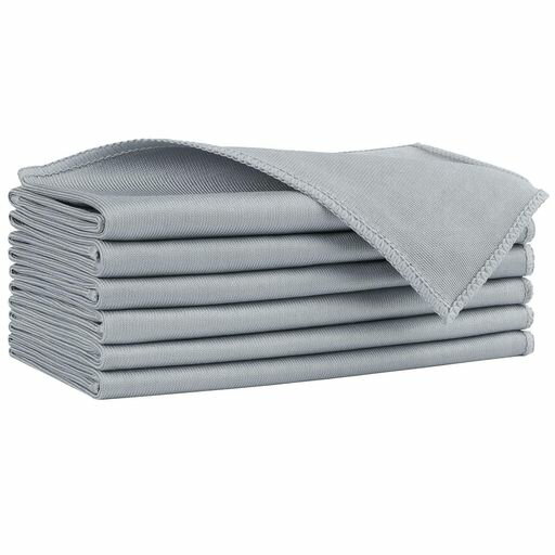 HOMEXCELマイクロファイバークロス6枚車窓ガラス鏡拭きクロス繊維つかないスマホ画面木製品など用約40.6x35.5cm(シルバー)